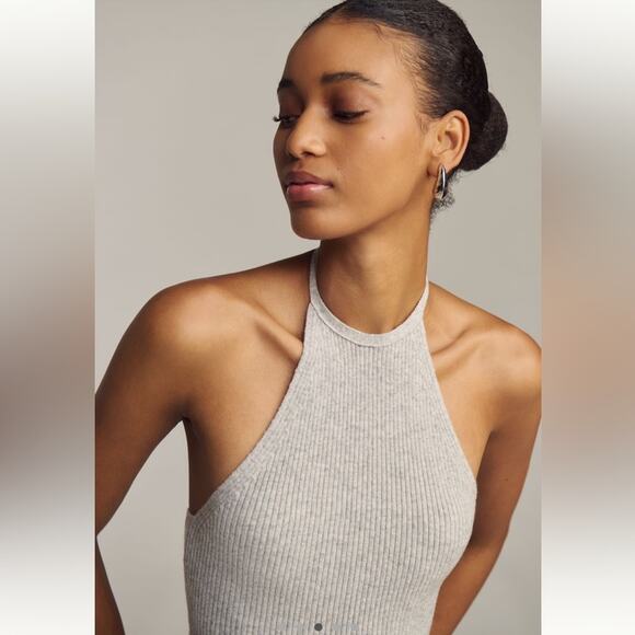 Anthropologie Gray Ribbed Tank Top - Picture 2 of 8